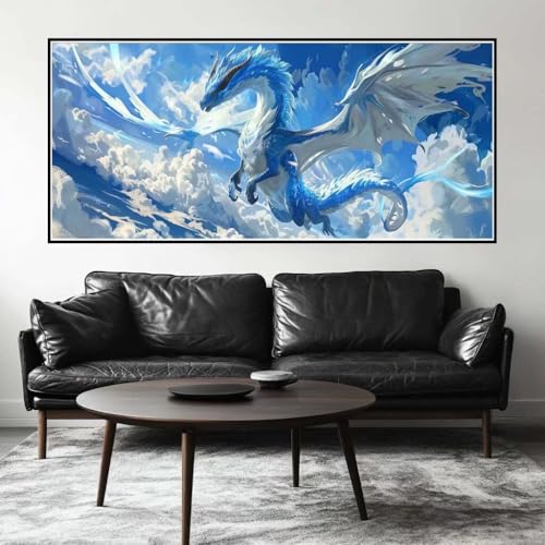 Malen Nach Zahlen Drache Malen Nach Zahlen Erwachsene Flügel, 120 X 60 cm XXL Groß Acrylfarben Ölgemälde, DIY Malen Nach Zahlen Kinder Anfänger Paint by Numbers Set für Wand Dekor (Ohne Rahmen) -H201 von Kggyele