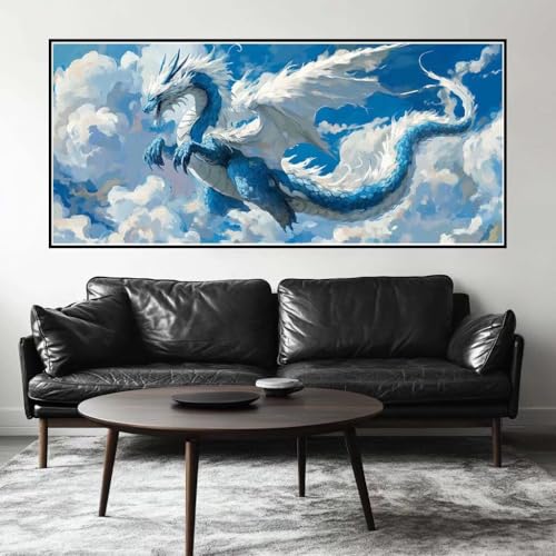 Malen Nach Zahlen Drache Malen Nach Zahlen Erwachsene Flügel, 200 X 100 cm XXL Groß Acrylfarben Ölgemälde, DIY Malen Nach Zahlen Kinder Anfänger Paint by Numbers Set für Wand Dekor (Ohne Rahmen) -H415 von Kggyele