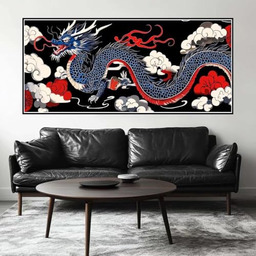 Malen Nach Zahlen Drache Malen Nach Zahlen Erwachsene Wolken, 180 X 90 cm XXL Groß Acrylfarben Ölgemälde, DIY Malen Nach Zahlen Kinder Anfänger Paint by Numbers Set für Wand Dekor (Ohne Rahmen) -H391 von Kggyele