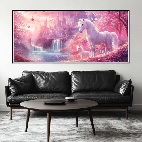 Malen Nach Zahlen Einhorn Malen Nach Zahlen Erwachsene Schloss, 100 X 50 cm XXL Groß Acrylfarben Ölgemälde, DIY Malen Nach Zahlen Kinder Anfänger Paint by Numbers Set für Wand Dekor (Ohne Rahmen)-H286 von Kggyele