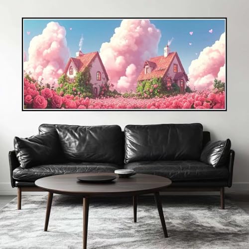 Malen Nach Zahlen Fantasy Malen Nach Zahlen Erwachsene Hütte, 100 X 50 cm XXL Groß Acrylfarben Ölgemälde, DIY Malen Nach Zahlen Kinder Anfänger Paint by Numbers Set für Wand Dekor (Ohne Rahmen) -H221 von Kggyele