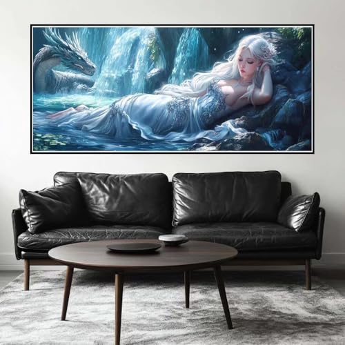 Malen Nach Zahlen Fee Malen Nach Zahlen Erwachsene Drache, 120 X 60 cm XXL Groß Acrylfarben Ölgemälde, DIY Malen Nach Zahlen Kinder Anfänger Paint by Numbers Set für Wand Dekor (Ohne Rahmen) -H340 von Kggyele