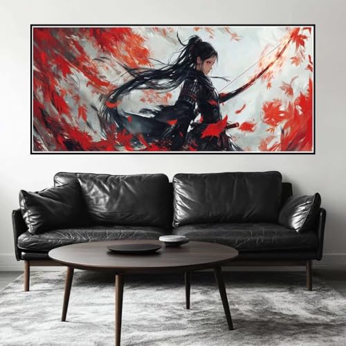 Malen Nach Zahlen Frau Malen Nach Zahlen Erwachsene Samurai, 100 X 50 cm XXL Groß Acrylfarben Ölgemälde, DIY Malen Nach Zahlen Kinder Anfänger Paint by Numbers Set für Wand Dekor (Ohne Rahmen) -H383 von Kggyele