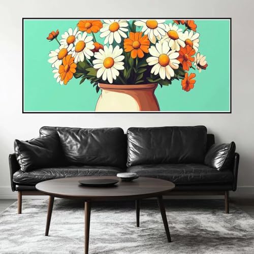 Malen Nach Zahlen Gänseblümchen Malen Nach Zahlen Erwachsene Blume, 100 X 50 cm XXL Groß Acrylfarben Ölgemälde, DIY Malen Nach Zahlen Kinder Anfänger Set Bastelset für Wand Dekor (Ohne Rahmen) -H321 von Kggyele