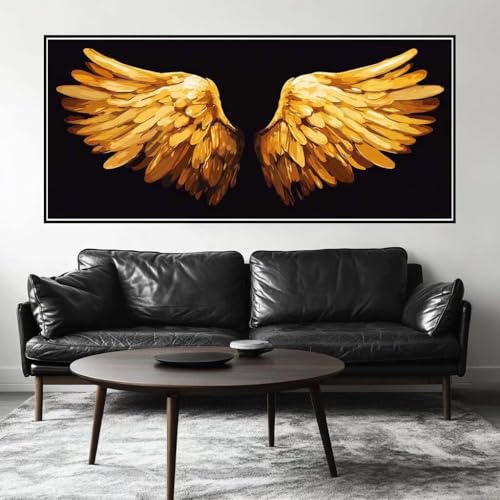 Malen Nach Zahlen Gold Malen Nach Zahlen Erwachsene Flügel, 160 X 80 cm XXL Groß Acrylfarben Ölgemälde, DIY Malen Nach Zahlen Kinder Anfänger Paint by Numbers Set für Wand Dekor (Ohne Rahmen) -H354 von Kggyele