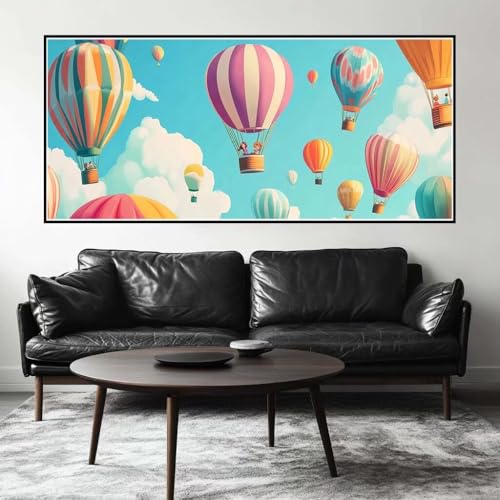 Malen Nach Zahlen Heißluftballon Malen Nach Zahlen Erwachsene Himmel, 120 X 60 cm XXL Groß Acrylfarben Ölgemälde, DIY Malen Nach Zahlen Kinder Anfänger Set Bastelset für Wand Dekor (Ohne Rahmen) -H215 von Kggyele