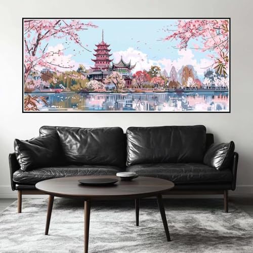 Malen Nach Zahlen Japan Malen Nach Zahlen Erwachsene Landschaft, 200 X 100 cm XXL Groß Acrylfarben Ölgemälde, DIY Malen Nach Zahlen Kinder Anfänger Set Bastelset für Wand Dekor (Ohne Rahmen) -H104 von Kggyele