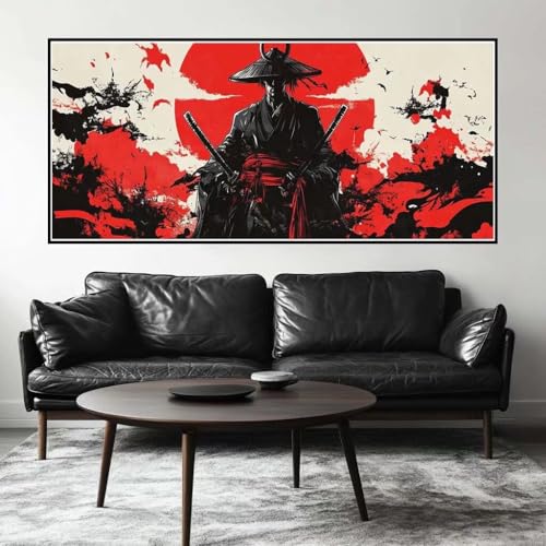 Malen Nach Zahlen Japan Malen Nach Zahlen Erwachsene Samurai, 100 X 50 cm XXL Groß Acrylfarben Ölgemälde, DIY Malen Nach Zahlen Kinder Anfänger Paint by Numbers Set für Wand Dekor (Ohne Rahmen) -H390 von Kggyele