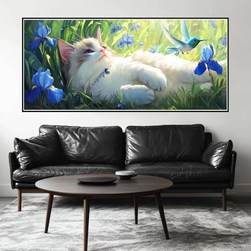 Malen Nach Zahlen Katze Malen Nach Zahlen Erwachsene Kolibri, 120 X 60 cm XXL Groß Acrylfarben Ölgemälde, DIY Malen Nach Zahlen Kinder Anfänger Paint by Numbers Set für Wand Dekor (Ohne Rahmen) -H385 von Kggyele