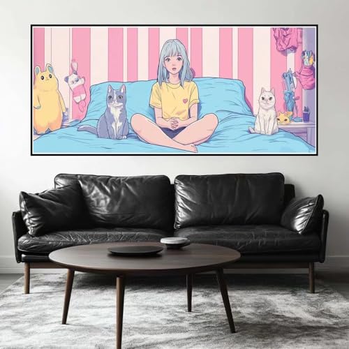 Malen Nach Zahlen Katze Malen Nach Zahlen Erwachsene Prinzessin, 100 X 50 cm XXL Groß Acrylfarben Ölgemälde, DIY Malen Nach Zahlen Kinder Anfänger Set Bastelset für Wand Dekor (Ohne Rahmen) -H231 von Kggyele