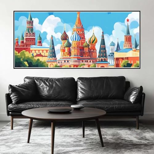 Malen Nach Zahlen Landschaft Malen Nach Zahlen Erwachsene Architektur, 120 X 60 cm XXL Groß Acrylfarben Ölgemälde, DIY Malen Nach Zahlen Kinder Anfänger Set Bastelset für Wand Dekor (Ohne Rahmen)-H388 von Kggyele