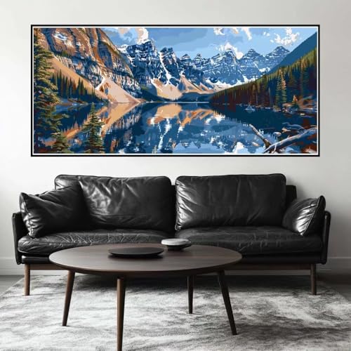 Malen Nach Zahlen Landschaft Malen Nach Zahlen Erwachsene Berg, 100 X 50 cm XXL Groß Acrylfarben Ölgemälde, DIY Malen Nach Zahlen Kinder Anfänger Paint by Numbers Set für Wand Dekor (Ohne Rahmen)-H296 von Kggyele