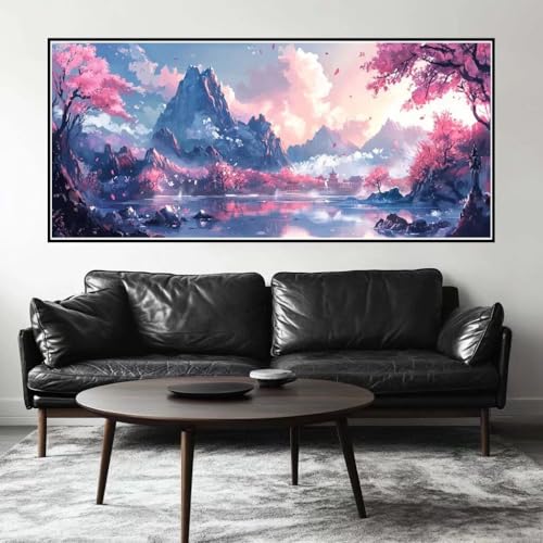 Malen Nach Zahlen Landschaft Malen Nach Zahlen Erwachsene Berg, 120 X 60 cm XXL Groß Acrylfarben Ölgemälde, DIY Malen Nach Zahlen Kinder Anfänger Paint by Numbers Set für Wand Dekor (Ohne Rahmen)-H398 von Kggyele