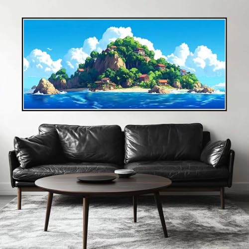 Malen Nach Zahlen Landschaft Malen Nach Zahlen Erwachsene Insel, 160 X 80 cm XXL Groß Acrylfarben Ölgemälde, DIY Malen Nach Zahlen Kinder Anfänger Set Bastelset für Wand Dekor (Ohne Rahmen) -H368 von Kggyele