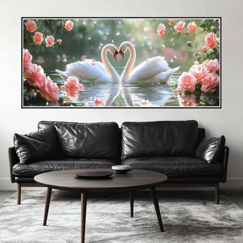 Malen Nach Zahlen Lotus Malen Nach Zahlen Erwachsene Schwan, 100 X 50 cm XXL Groß Acrylfarben Ölgemälde, DIY Malen Nach Zahlen Kinder Anfänger Paint by Numbers Set für Wand Dekor (Ohne Rahmen) -H314 von Kggyele