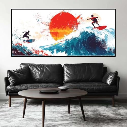 Malen Nach Zahlen Meer Malen Nach Zahlen Erwachsene Sonnenuntergang, 140 X 70 cm XXL Groß Acrylfarben Ölgemälde, DIY Malen Nach Zahlen Kinder Anfänger Set Bastelset für Wand Dekor (Ohne Rahmen) -H293 von Kggyele