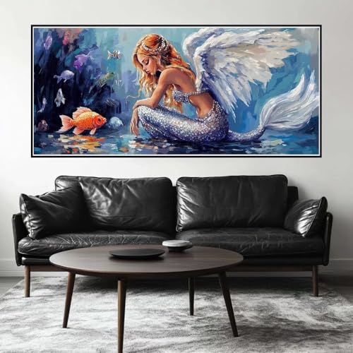 Malen Nach Zahlen Meerjungfrau Malen Nach Zahlen Erwachsene Engel, 140 X 70 cm XXL Groß Acrylfarben Ölgemälde, DIY Malen Nach Zahlen Kinder Anfänger Set Bastelset für Wand Dekor (Ohne Rahmen) -H317 von Kggyele