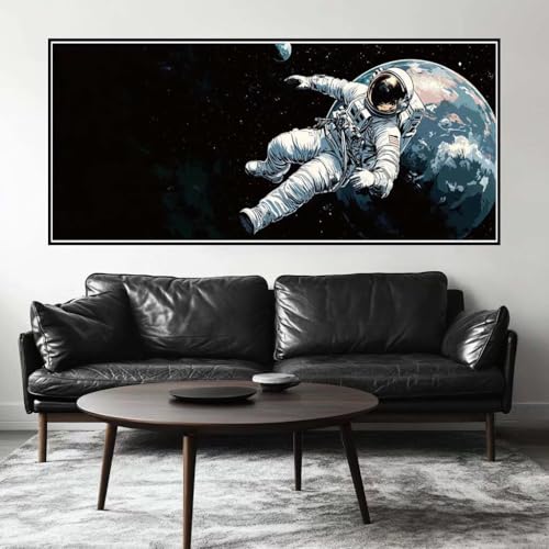 Malen Nach Zahlen Mond Malen Nach Zahlen Erwachsene Astronaut, 200 X 100 cm XXL Groß Acrylfarben Ölgemälde, DIY Malen Nach Zahlen Kinder Anfänger Paint by Numbers Set für Wand Dekor (Ohne Rahmen)-H204 von Kggyele