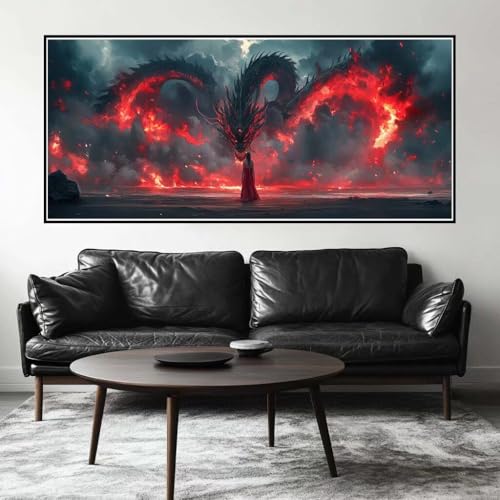 Malen Nach Zahlen Mythologie Malen Nach Zahlen Erwachsene Drache, 120 X 60 cm XXL Groß Acrylfarben Ölgemälde, DIY Malen Nach Zahlen Kinder Anfänger Set Bastelset für Wand Dekor (Ohne Rahmen) -H292 von Kggyele