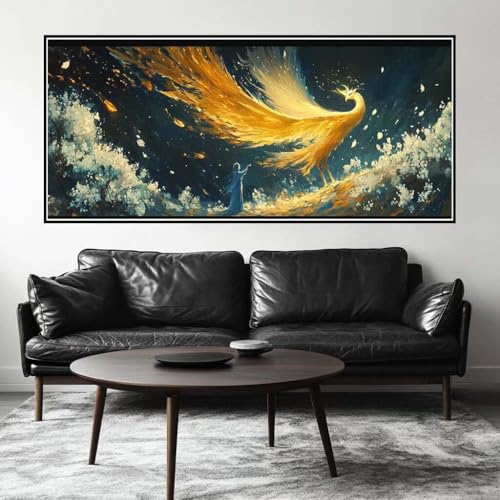 Malen Nach Zahlen Mythologie Malen Nach Zahlen Erwachsene Phönix, 100 X 50 cm XXL Groß Acrylfarben Ölgemälde, DIY Malen Nach Zahlen Kinder Anfänger Set Bastelset für Wand Dekor (Ohne Rahmen) -H239 von Kggyele