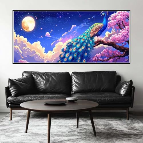 Malen Nach Zahlen Pfau Malen Nach Zahlen Erwachsene Mond, 200 X 100 cm XXL Groß Acrylfarben Ölgemälde, DIY Malen Nach Zahlen Kinder Anfänger Paint by Numbers Set für Wand Dekor (Ohne Rahmen) -H271 von Kggyele