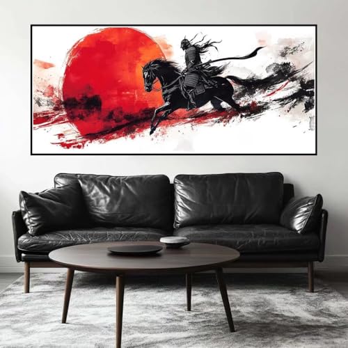 Malen Nach Zahlen Pferd Malen Nach Zahlen Erwachsene Samurai, 160 X 80 cm XXL Groß Acrylfarben Ölgemälde, DIY Malen Nach Zahlen Kinder Anfänger Paint by Numbers Set für Wand Dekor (Ohne Rahmen) -H367 von Kggyele