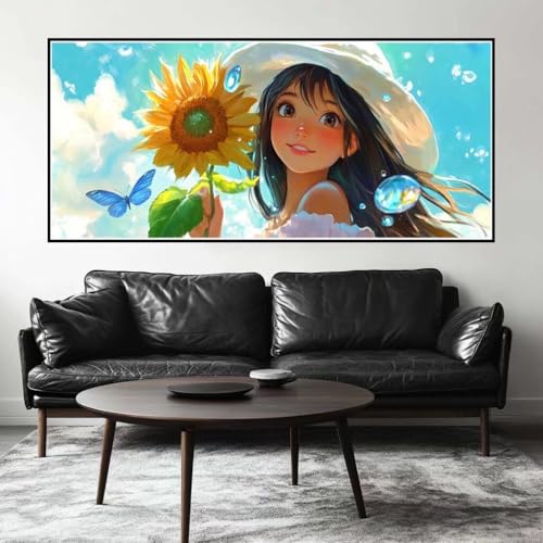 Malen Nach Zahlen Prinzessin Malen Nach Zahlen Erwachsene Sonnenblume, 100 X 50 cm XXL Groß Acrylfarben Ölgemälde, DIY Malen Nach Zahlen Kinder Anfänger Set Bastelset für Wand Dekor (Ohne Rahmen)-H312 von Kggyele