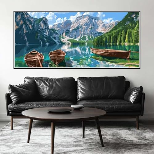 Malen Nach Zahlen Schiff Malen Nach Zahlen Erwachsene Landschaft, 140 X 70 cm XXL Groß Acrylfarben Ölgemälde, DIY Malen Nach Zahlen Kinder Anfänger Set Bastelset für Wand Dekor (Ohne Rahmen) -H116 von Kggyele