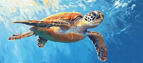 Malen Nach Zahlen Schildkröte Malen Nach Zahlen Erwachsene Schildkröte, 180 X 90 cm XXL Groß Acrylfarben Ölgemälde, DIY Malen Nach Zahlen Kinder Anfänger Bastelset für Wand Dekor (Ohne Rahmen) -H649 von Kggyele