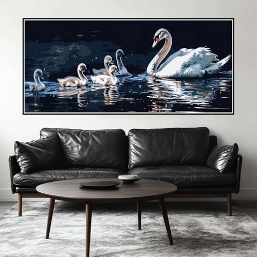 Malen Nach Zahlen Schwan Malen Nach Zahlen Erwachsene Vogel, 180 X 90 cm XXL Groß Acrylfarben Ölgemälde, DIY Malen Nach Zahlen Kinder Anfänger Paint by Numbers Set für Wand Dekor (Ohne Rahmen) -H276 von Kggyele