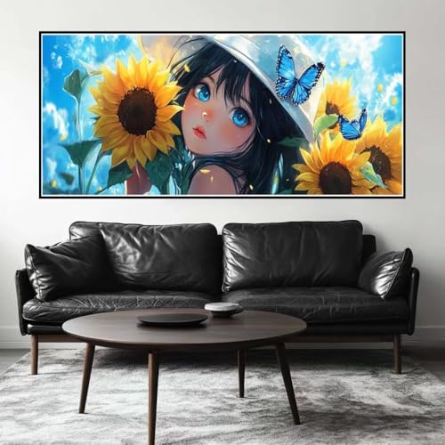 Malen Nach Zahlen Sonnenblume Malen Nach Zahlen Erwachsene Fee, 120 X 60 cm XXL Groß Acrylfarben Ölgemälde, DIY Malen Nach Zahlen Kinder Anfänger Paint by Numbers Set für Wand Dekor (Ohne Rahmen)-H304 von Kggyele