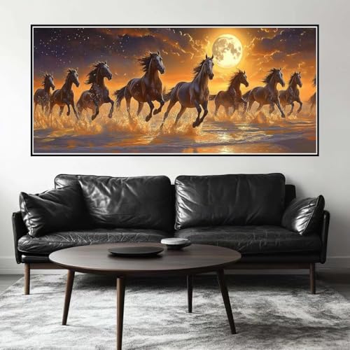 Malen Nach Zahlen Sonnenuntergang Malen Nach Zahlen Erwachsene Pferd, 140 X 70 cm XXL Groß Acrylfarben Ölgemälde, DIY Malen Nach Zahlen Kinder Anfänger Set Bastelset für Wand Dekor (Ohne Rahmen) -H302 von Kggyele