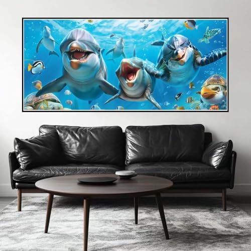 Malen Nach Zahlen Süß Malen Nach Zahlen Erwachsene Delfin, 120 X 60 cm XXL Groß Acrylfarben Ölgemälde, DIY Malen Nach Zahlen Kinder Anfänger Paint by Numbers Set für Wand Dekor (Ohne Rahmen) -H206 von Kggyele