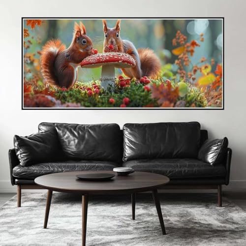 Malen Nach Zahlen Süß Malen Nach Zahlen Erwachsene Eichhörnchen, 200 X 100 cm XXL Groß Acrylfarben Ölgemälde, DIY Malen Nach Zahlen Kinder Anfänger Set Bastelset für Wand Dekor (Ohne Rahmen) -H401 von Kggyele