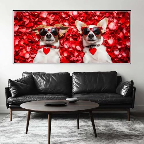 Malen Nach Zahlen Süß Malen Nach Zahlen Erwachsene Hund, 100 X 50 cm XXL Groß Acrylfarben Ölgemälde, DIY Malen Nach Zahlen Kinder Anfänger Paint by Numbers Adult Set für Wand Dekor (Ohne Rahmen) -H270 von Kggyele