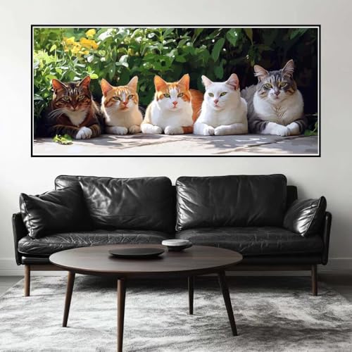 Malen Nach Zahlen Süß Malen Nach Zahlen Erwachsene Katze, 100 X 50 cm XXL Groß Acrylfarben Ölgemälde, DIY Malen Nach Zahlen Kinder Anfänger Paint by Numbers Adult Set für Wand Dekor (Ohne Rahmen)-H289 von Kggyele