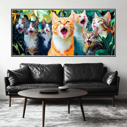 Malen Nach Zahlen Süß Malen Nach Zahlen Erwachsene Katze, 120 X 60 cm XXL Groß Acrylfarben Ölgemälde, DIY Malen Nach Zahlen Kinder Anfänger Paint by Numbers Adult Set für Wand Dekor (Ohne Rahmen)-H335 von Kggyele