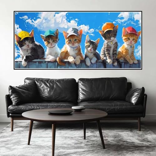 Malen Nach Zahlen Süß Malen Nach Zahlen Erwachsene Katze, 200 X 100 cm XXL Groß Acrylfarben Ölgemälde, DIY Malen Nach Zahlen Kinder Anfänger Paint by Numbers Set für Wand Dekor (Ohne Rahmen) -H358 von Kggyele