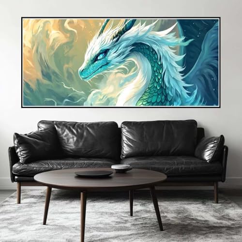 Malen Nach Zahlen Tier Malen Nach Zahlen Erwachsene Drache, 100 X 50 cm XXL Groß Acrylfarben Ölgemälde, DIY Malen Nach Zahlen Kinder Anfänger Paint by Numbers Set für Wand Dekor (Ohne Rahmen) -H233 von Kggyele