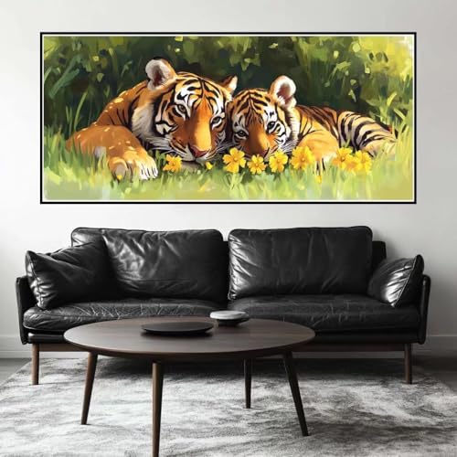 Malen Nach Zahlen Tier Malen Nach Zahlen Erwachsene Tiger, 100 X 50 cm XXL Groß Acrylfarben Ölgemälde, DIY Malen Nach Zahlen Kinder Anfänger Paint by Numbers Set für Wand Dekor (Ohne Rahmen) -H382 von Kggyele