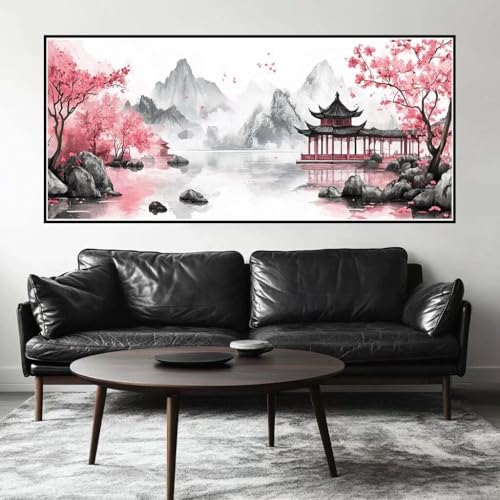 Malen Nach Zahlen Tuschemalerei Malen Nach Zahlen Erwachsene Landschaft, 160 X 80 cm XXL Groß Acrylfarben Ölgemälde, DIY Malen Nach Zahlen Kinder Anfänger Bastelset für Wand Dekor (Ohne Rahmen) -H449 von Kggyele