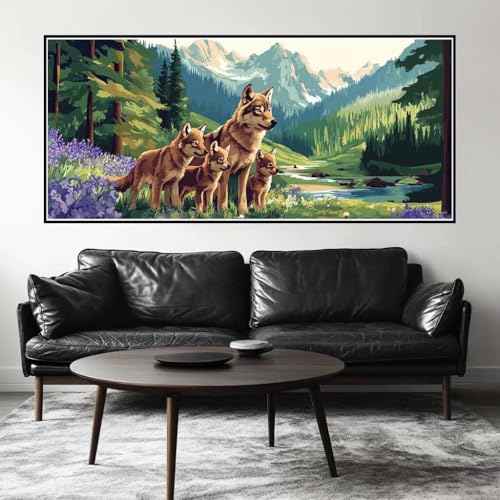 Malen Nach Zahlen Wald Malen Nach Zahlen Erwachsene Wolf, 160 X 80 cm XXL Groß Acrylfarben Ölgemälde, DIY Malen Nach Zahlen Kinder Anfänger Paint by Numbers Adult Set für Wand Dekor (Ohne Rahmen)-H425 von Kggyele