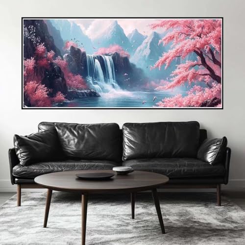 Malen Nach Zahlen Wasserfall Malen Nach Zahlen Erwachsene Landschaft, 100 X 50 cm XXL Groß Acrylfarben Ölgemälde, DIY Malen Nach Zahlen Kinder Anfänger Set Bastelset für Wand Dekor (Ohne Rahmen) -H307 von Kggyele