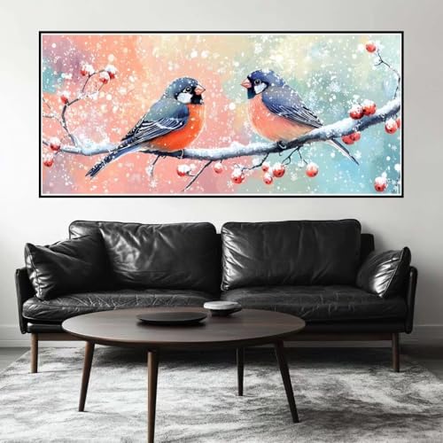 Malen Nach Zahlen Winter Malen Nach Zahlen Erwachsene Vogel, 120 X 60 cm XXL Groß Acrylfarben Ölgemälde, DIY Malen Nach Zahlen Kinder Anfänger Paint by Numbers Set für Wand Dekor (Ohne Rahmen) -H348 von Kggyele