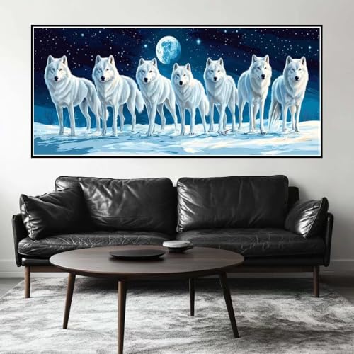 Malen Nach Zahlen Wolf Malen Nach Zahlen Erwachsene Mond, 180 X 90 cm XXL Groß Acrylfarben Ölgemälde, DIY Malen Nach Zahlen Kinder Anfänger Paint by Numbers Adult Set für Wand Dekor (Ohne Rahmen)-H298 von Kggyele