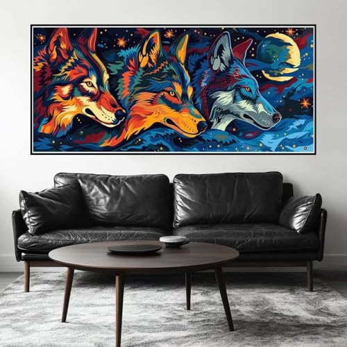 Malen Nach Zahlen Wolf Malen Nach Zahlen Erwachsene Tier, 200 X 100 cm XXL Groß Acrylfarben Ölgemälde, DIY Malen Nach Zahlen Kinder Anfänger Paint by Numbers Set für Wand Dekor (Ohne Rahmen) -H421 von Kggyele