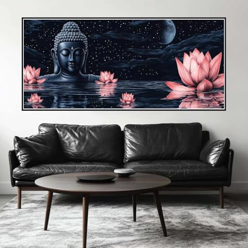 Malen Nach Zahlen Zen Malen Nach Zahlen Erwachsene Lotus, 160 X 80 cm XXL Groß Acrylfarben Ölgemälde, DIY Malen Nach Zahlen Kinder Anfänger Paint by Numbers Adult Set für Wand Dekor (Ohne Rahmen)-H384 von Kggyele