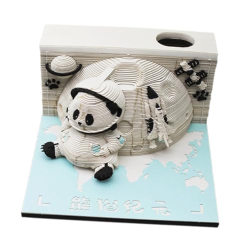 KiBcsLic Panda 3D Memo Pad Papier Skulptur DIY Notiz Kunsthandwerk Tabletop Dekoration Mehrzweck Geburtstagsgeschenkzeit Stück Kalender 2025, W English Calendar von KiBcsLic