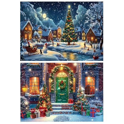 KiKiHong 2 Stück Diamond Painting Weihnachten Neu Erwachsene DIY 5D Weihnachten Diamond Painting Weihnachtsdeko Diamant Malerei Diamond Art Kits Home Wall Decor 30x40cm von KiKiHong