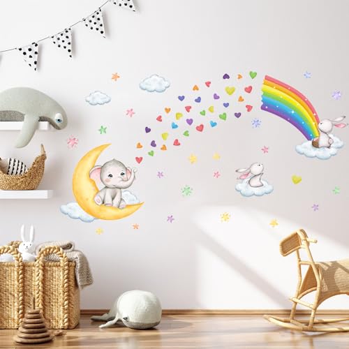 KiKiHong Wandtattoo Regenbogen,Regenbogen Leuchtaufkleber Wandtattoo,Fluoreszierend Wandaufkleber,Leuchtsterne Kinderzimmer Wandtattoo,30 * 40cm Schlafzimmer Kinderzimmer Kindergarten von KiKiHong